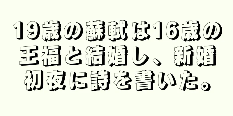 19歳の蘇軾は16歳の王福と結婚し、新婚初夜に詩を書いた。