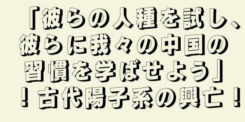 「彼らの人種を試し、彼らに我々の中国の習慣を学ばせよう」！古代陽子系の興亡！
