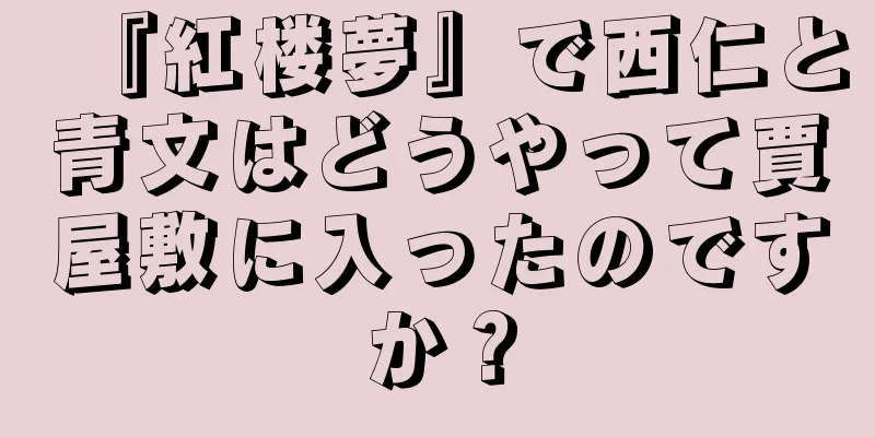『紅楼夢』で西仁と青文はどうやって賈屋敷に入ったのですか？
