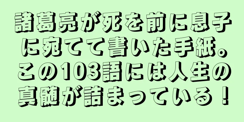 諸葛亮が死を前に息子に宛てて書いた手紙。この103語には人生の真髄が詰まっている！
