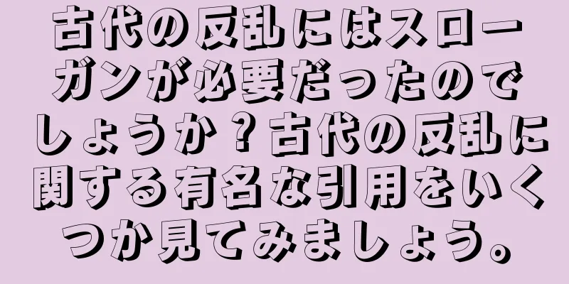 古代の反乱にはスローガンが必要だったのでしょうか？古代の反乱に関する有名な引用をいくつか見てみましょう。