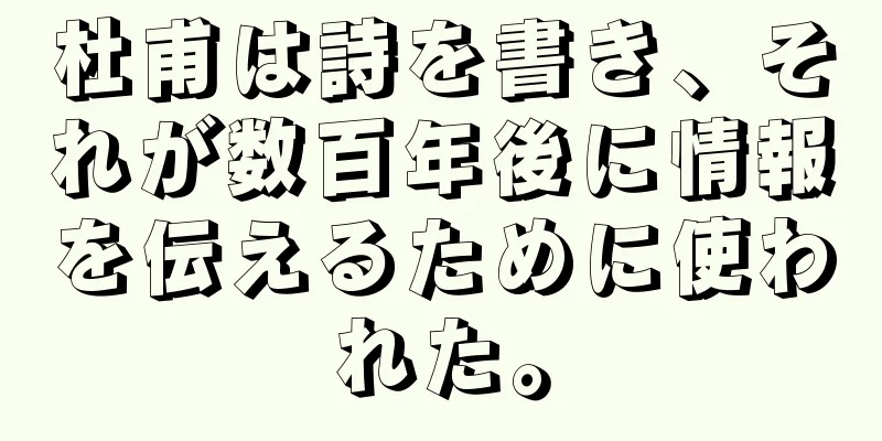 杜甫は詩を書き、それが数百年後に情報を伝えるために使われた。