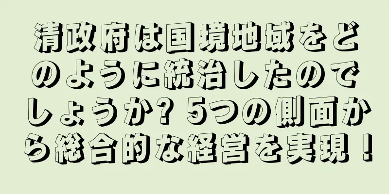 清政府は国境地域をどのように統治したのでしょうか? 5つの側面から総合的な経営を実現！