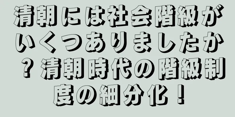 清朝には社会階級がいくつありましたか？清朝時代の階級制度の細分化！