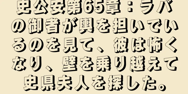 史公安第65章：ラバの御者が輿を担いでいるのを見て、彼は怖くなり、壁を乗り越えて史県夫人を探した。