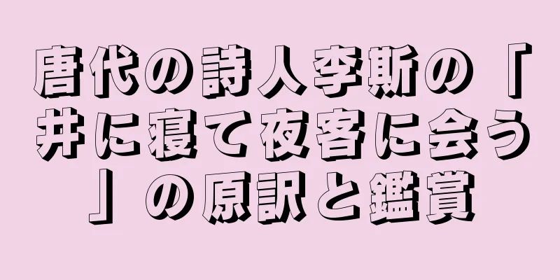 唐代の詩人李斯の「井に寝て夜客に会う」の原訳と鑑賞