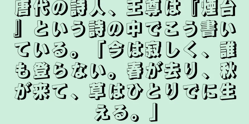 唐代の詩人、王尊は『煙台』という詩の中でこう書いている。「今は寂しく、誰も登らない。春が去り、秋が来て、草はひとりでに生える。」