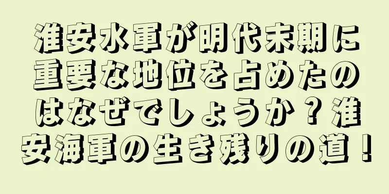 淮安水軍が明代末期に重要な地位を占めたのはなぜでしょうか？淮安海軍の生き残りの道！