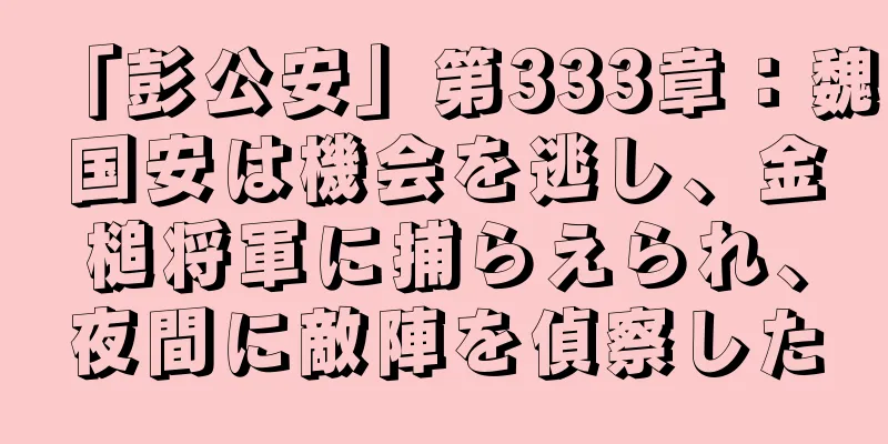 「彭公安」第333章：魏国安は機会を逃し、金槌将軍に捕らえられ、夜間に敵陣を偵察した