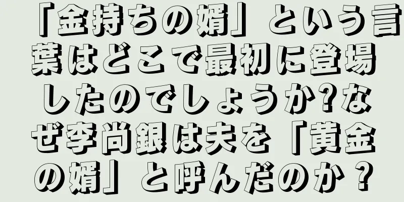 「金持ちの婿」という言葉はどこで最初に登場したのでしょうか?なぜ李尚銀は夫を「黄金の婿」と呼んだのか？