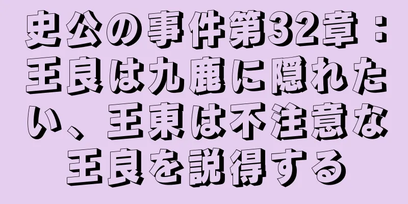 史公の事件第32章：王良は九鹿に隠れたい、王東は不注意な王良を説得する