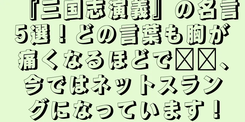 『三国志演義』の名言5選！どの言葉も胸が痛くなるほどで​​、今ではネットスラングになっています！