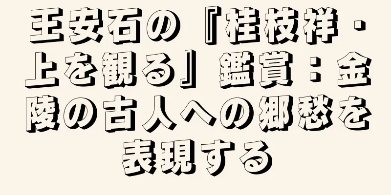 王安石の『桂枝祥・上を観る』鑑賞：金陵の古人への郷愁を表現する