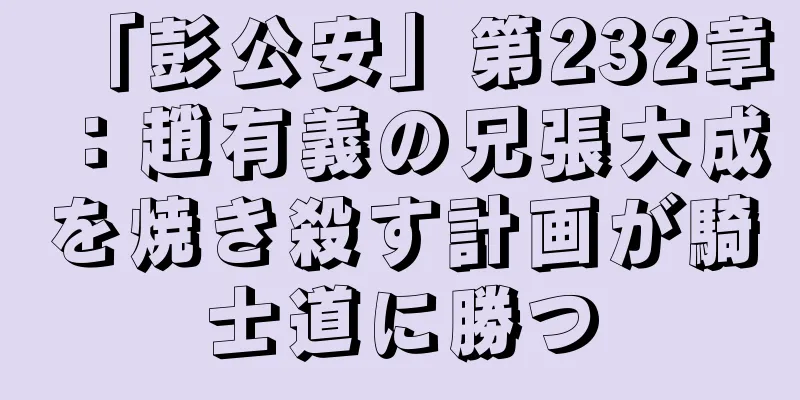 「彭公安」第232章：趙有義の兄張大成を焼き殺す計画が騎士道に勝つ
