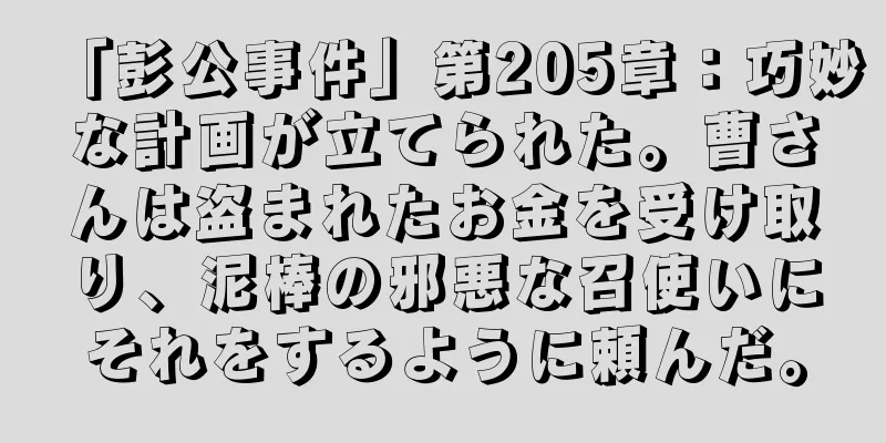 「彭公事件」第205章：巧妙な計画が立てられた。曹さんは盗まれたお金を受け取り、泥棒の邪悪な召使いにそれをするように頼んだ。