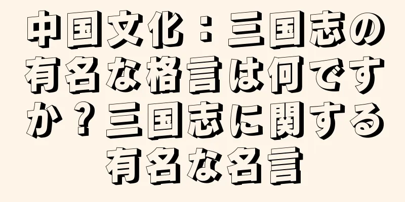 中国文化：三国志の有名な格言は何ですか？三国志に関する有名な名言