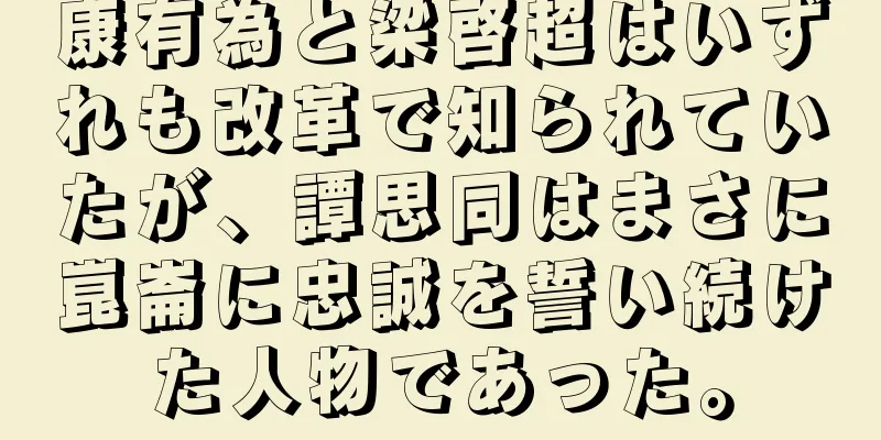 康有為と梁啓超はいずれも改革で知られていたが、譚思同はまさに崑崙に忠誠を誓い続けた人物であった。