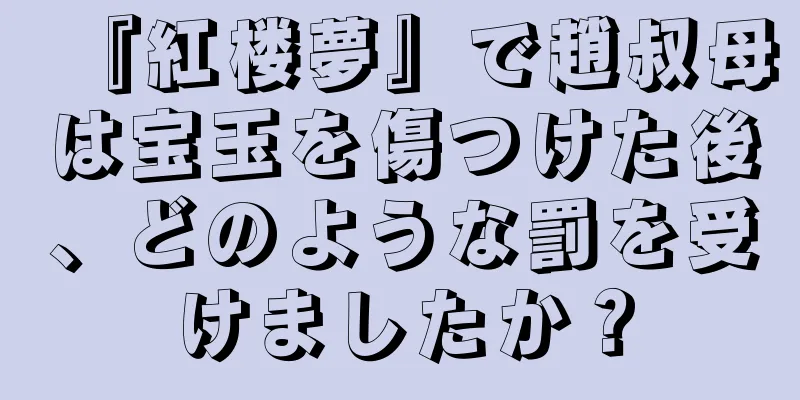 『紅楼夢』で趙叔母は宝玉を傷つけた後、どのような罰を受けましたか？