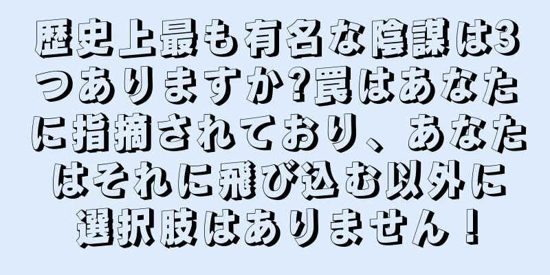 歴史上最も有名な陰謀は3つありますか?罠はあなたに指摘されており、あなたはそれに飛び込む以外に選択肢はありません！