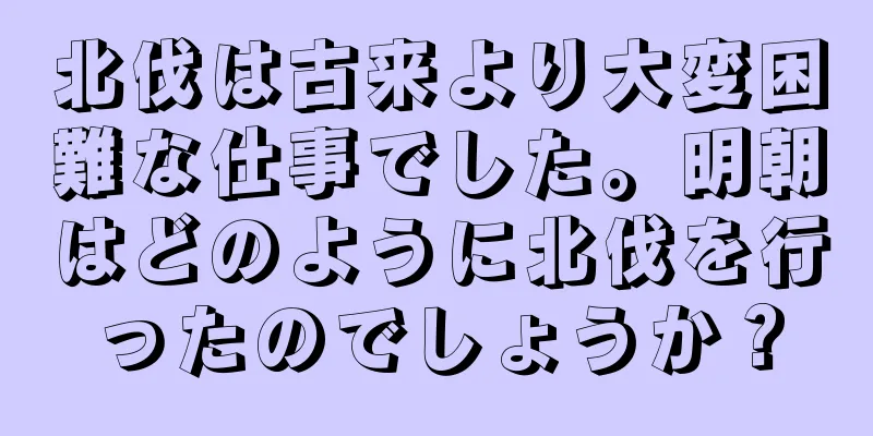 北伐は古来より大変困難な仕事でした。明朝はどのように北伐を行ったのでしょうか？