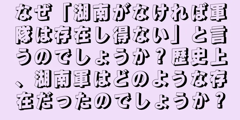 なぜ「湖南がなければ軍隊は存在し得ない」と言うのでしょうか？歴史上、湖南軍はどのような存在だったのでしょうか？