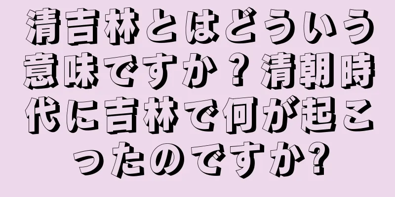 清吉林とはどういう意味ですか？清朝時代に吉林で何が起こったのですか?