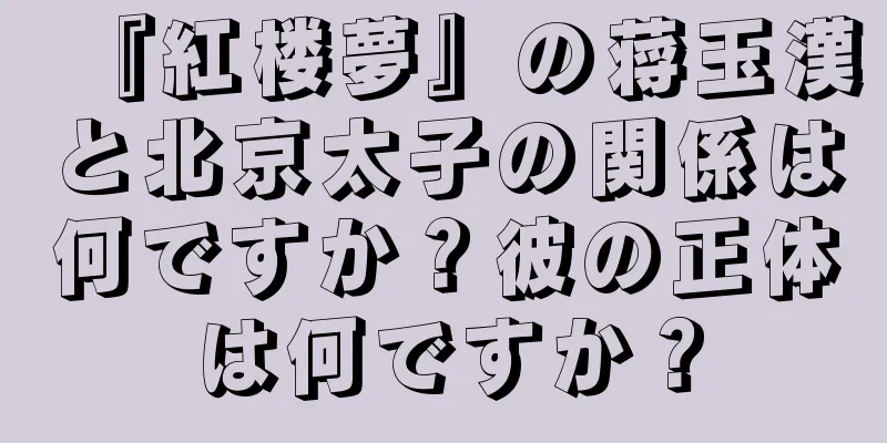『紅楼夢』の蒋玉漢と北京太子の関係は何ですか？彼の正体は何ですか？