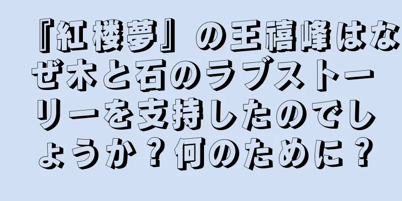 『紅楼夢』の王禧峰はなぜ木と石のラブストーリーを支持したのでしょうか？何のために？