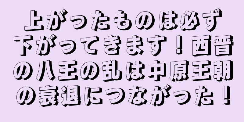 上がったものは必ず下がってきます！西晋の八王の乱は中原王朝の衰退につながった！