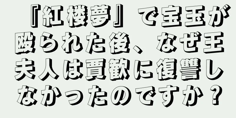 『紅楼夢』で宝玉が殴られた後、なぜ王夫人は賈歓に復讐しなかったのですか？