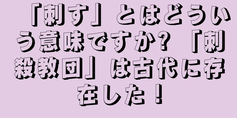 「刺す」とはどういう意味ですか? 「刺殺教団」は古代に存在した！