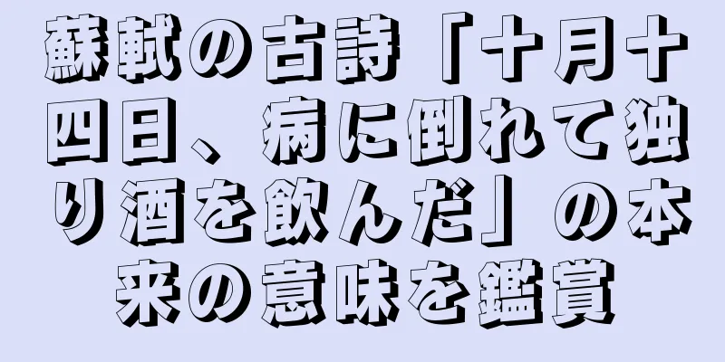 蘇軾の古詩「十月十四日、病に倒れて独り酒を飲んだ」の本来の意味を鑑賞