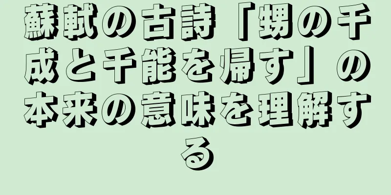 蘇軾の古詩「甥の千成と千能を帰す」の本来の意味を理解する