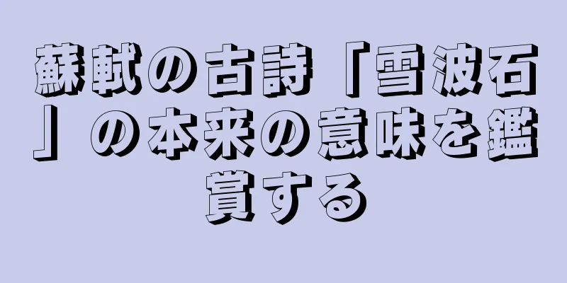 蘇軾の古詩「雪波石」の本来の意味を鑑賞する
