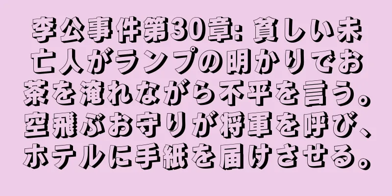 李公事件第30章: 貧しい未亡人がランプの明かりでお茶を淹れながら不平を言う。空飛ぶお守りが将軍を呼び、ホテルに手紙を届けさせる。