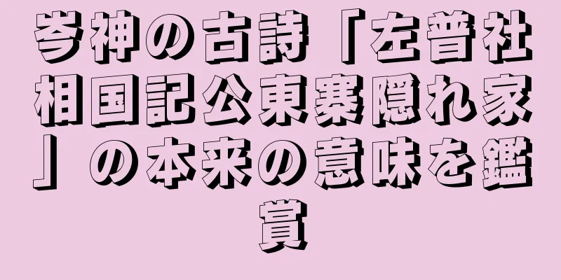 岑神の古詩「左普社相国記公東寨隠れ家」の本来の意味を鑑賞