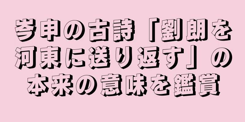 岑申の古詩「劉朗を河東に送り返す」の本来の意味を鑑賞