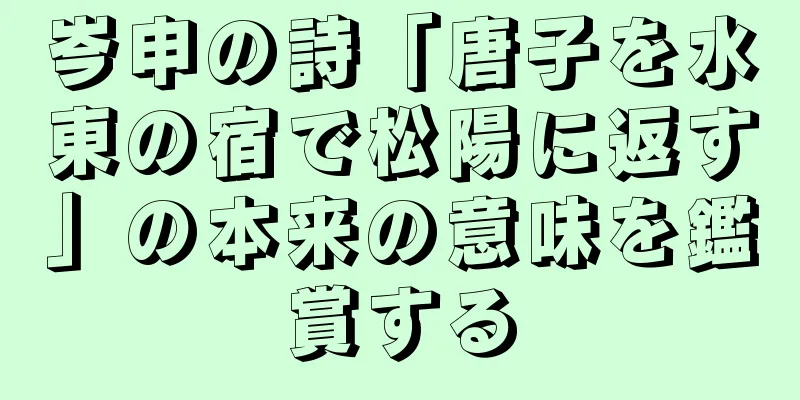 岑申の詩「唐子を水東の宿で松陽に返す」の本来の意味を鑑賞する