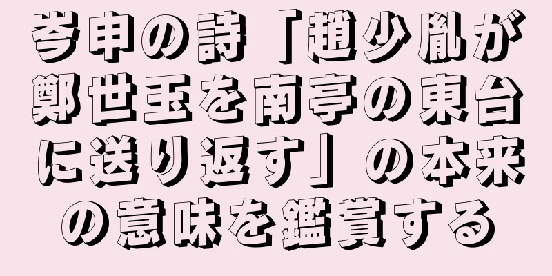 岑申の詩「趙少胤が鄭世玉を南亭の東台に送り返す」の本来の意味を鑑賞する