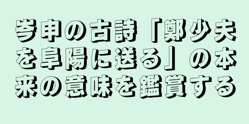岑申の古詩「鄭少夫を阜陽に送る」の本来の意味を鑑賞する