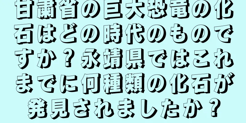 甘粛省の巨大恐竜の化石はどの時代のものですか？永靖県ではこれまでに何種類の化石が発見されましたか？