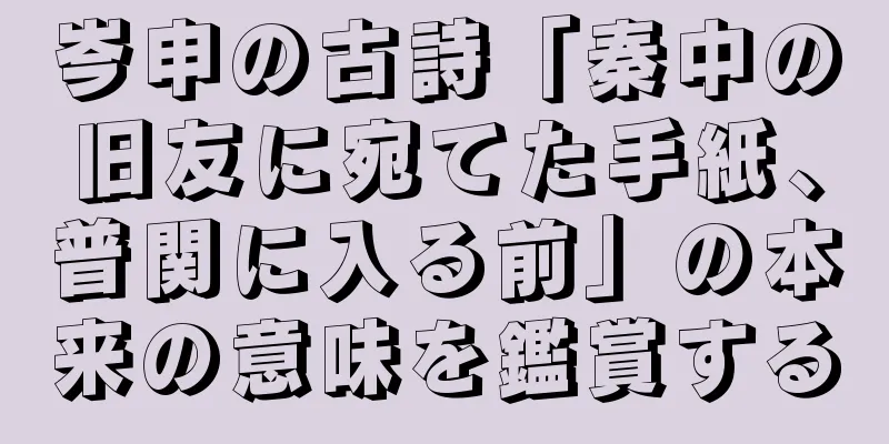 岑申の古詩「秦中の旧友に宛てた手紙、普関に入る前」の本来の意味を鑑賞する