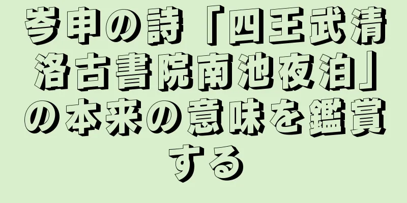 岑申の詩「四王武清洛古書院南池夜泊」の本来の意味を鑑賞する