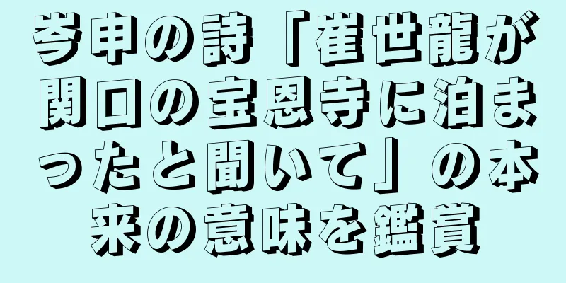 岑申の詩「崔世龍が関口の宝恩寺に泊まったと聞いて」の本来の意味を鑑賞