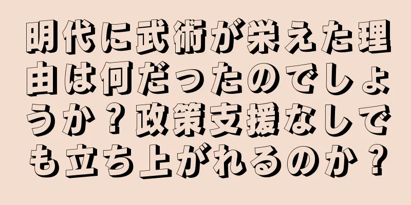 明代に武術が栄えた理由は何だったのでしょうか？政策支援なしでも立ち上がれるのか？