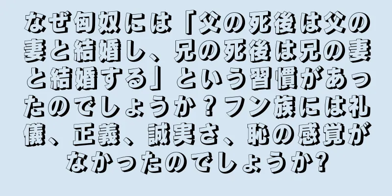 なぜ匈奴には「父の死後は父の妻と結婚し、兄の死後は兄の妻と結婚する」という習慣があったのでしょうか？フン族には礼儀、正義、誠実さ、恥の感覚がなかったのでしょうか?