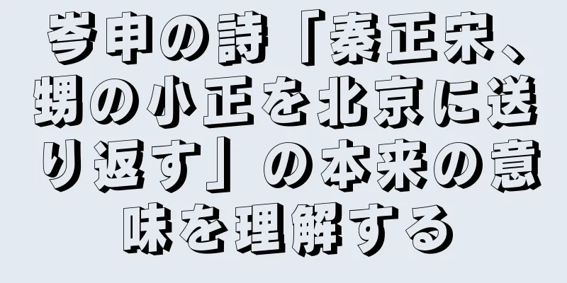 岑申の詩「秦正宋、甥の小正を北京に送り返す」の本来の意味を理解する