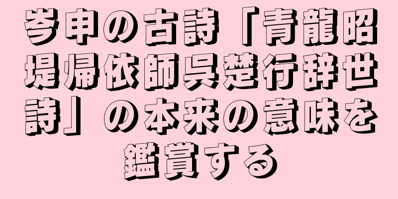 岑申の古詩「青龍昭堤帰依師呉楚行辞世詩」の本来の意味を鑑賞する