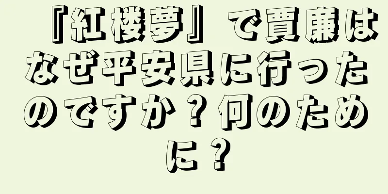 『紅楼夢』で賈廉はなぜ平安県に行ったのですか？何のために？