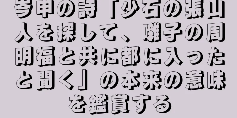 岑申の詩「少石の張山人を探して、囃子の周明福と共に都に入ったと聞く」の本来の意味を鑑賞する